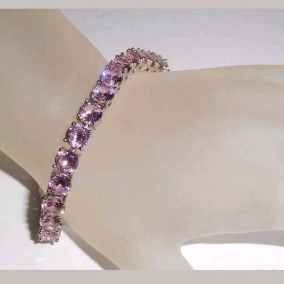 Pink Topaz Tennis Bracelet - 7" - Picture 4 of 5